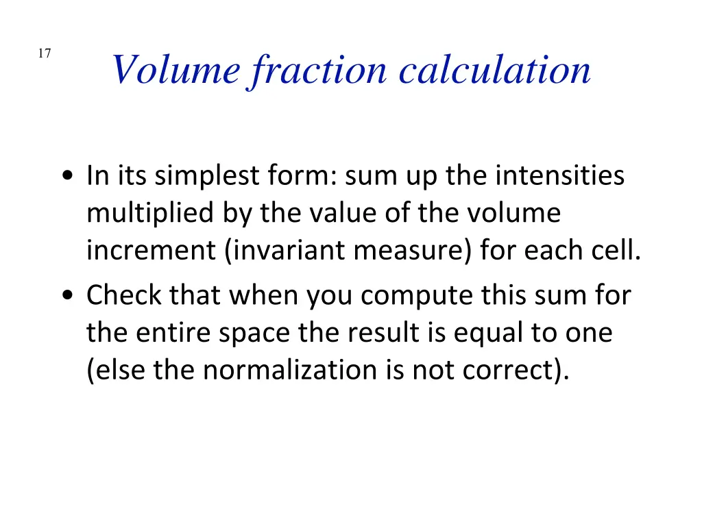 volume fraction calculation