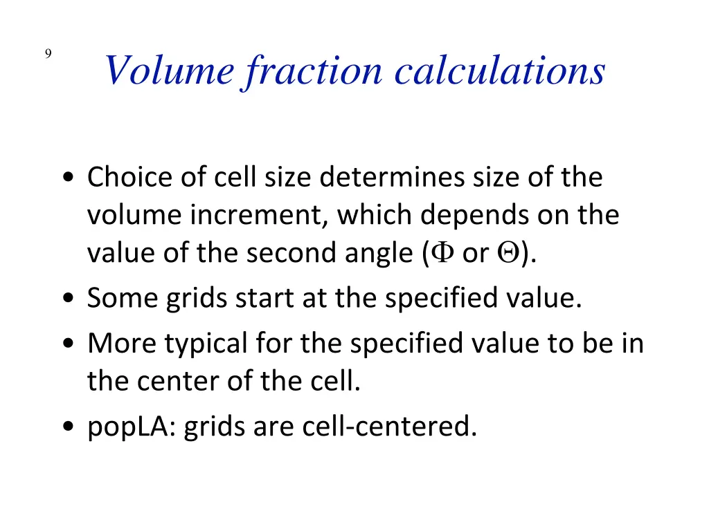 volume fraction calculations