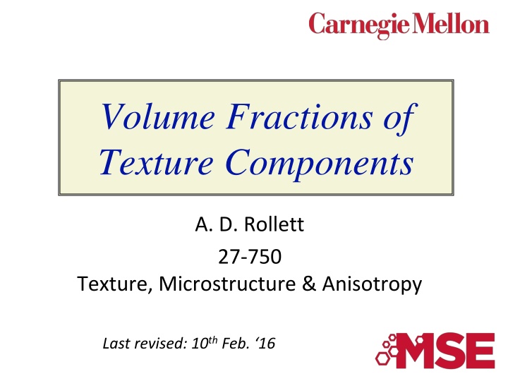 volume fractions of texture components