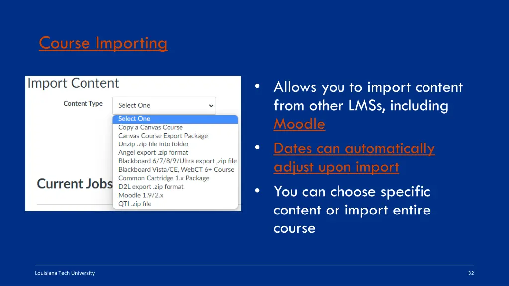 course importing