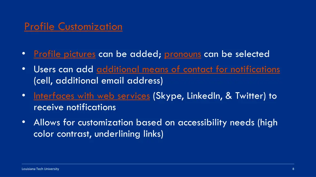 profile customization