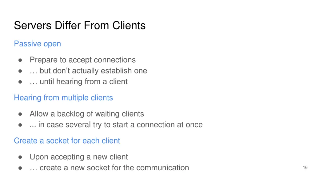 servers differ from clients