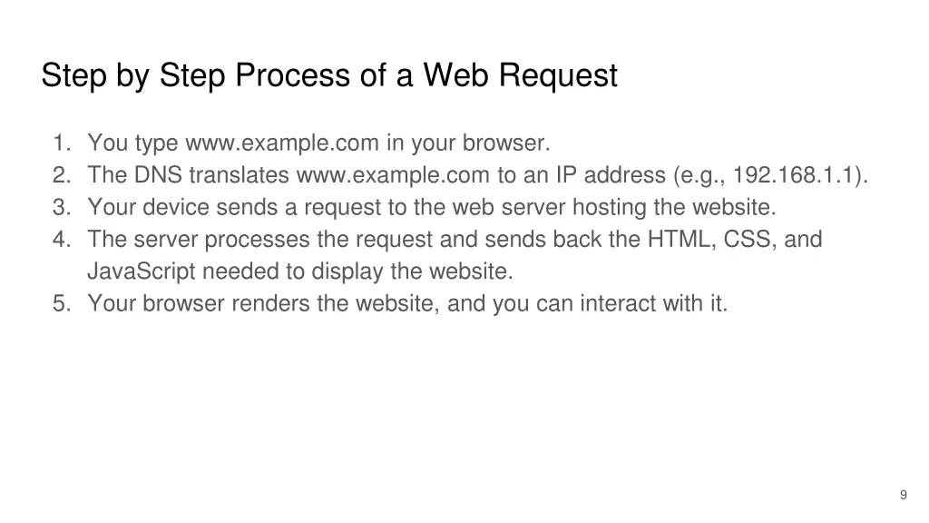 step by step process of a web request