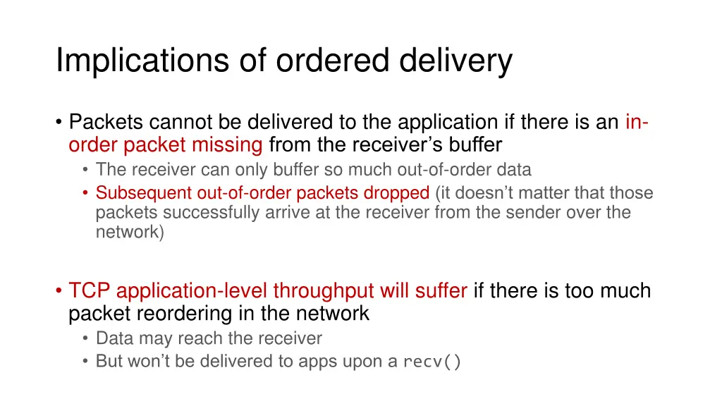 implications of ordered delivery