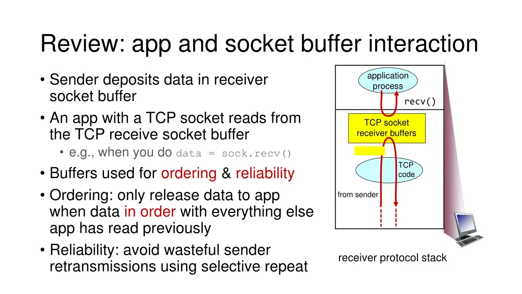 review app and socket buffer interaction