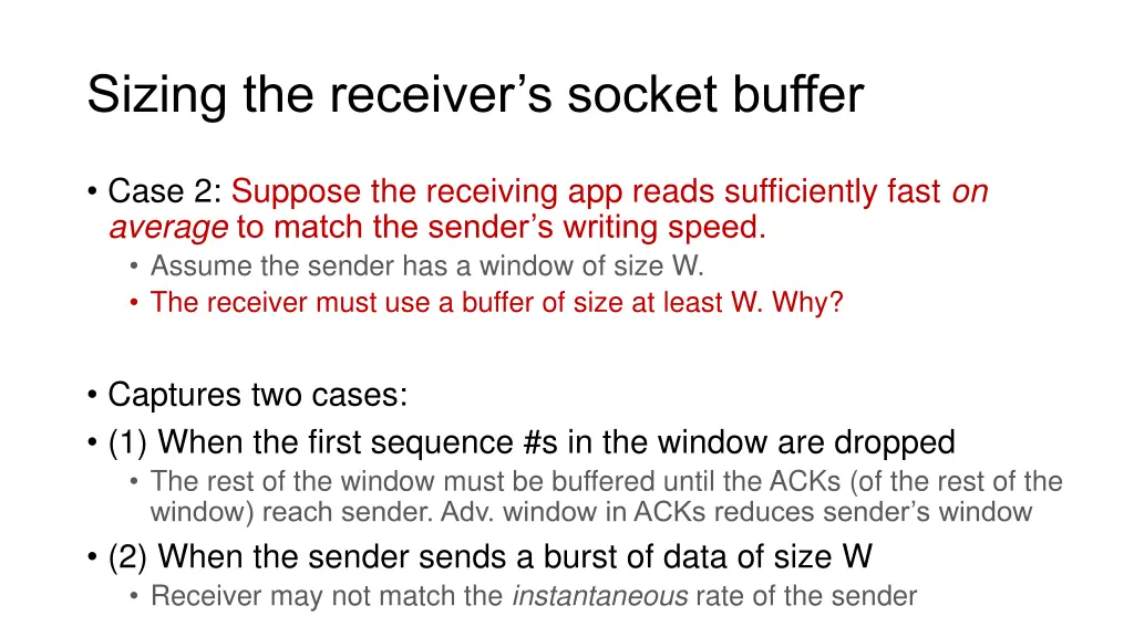 sizing the receiver s socket buffer 2