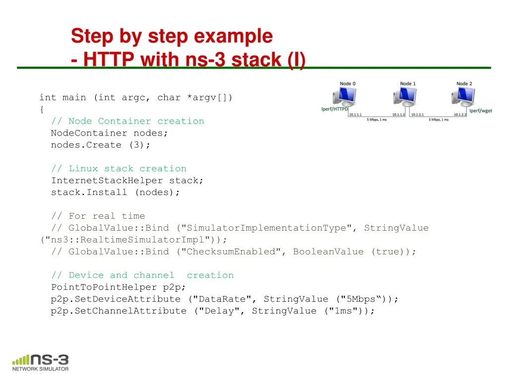 step by step example http with ns 3 stack i