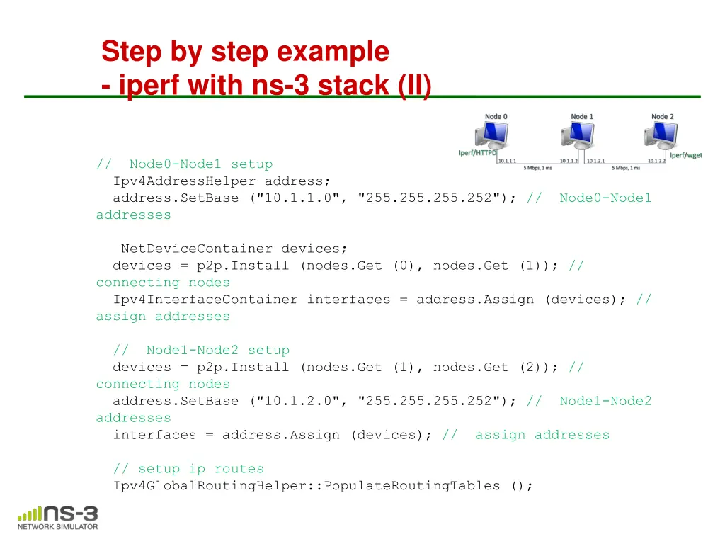 step by step example iperf with ns 3 stack ii