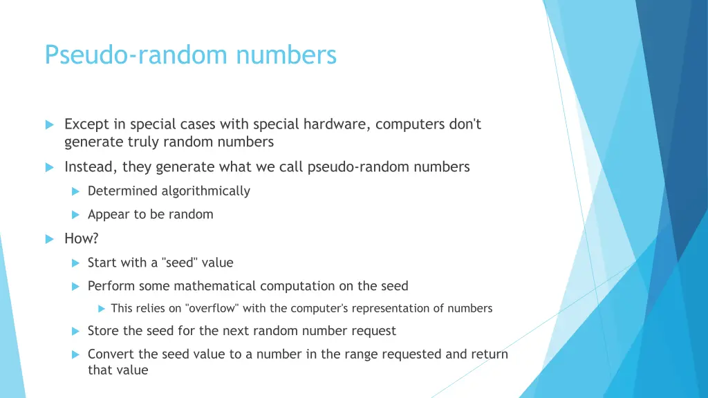pseudo random numbers