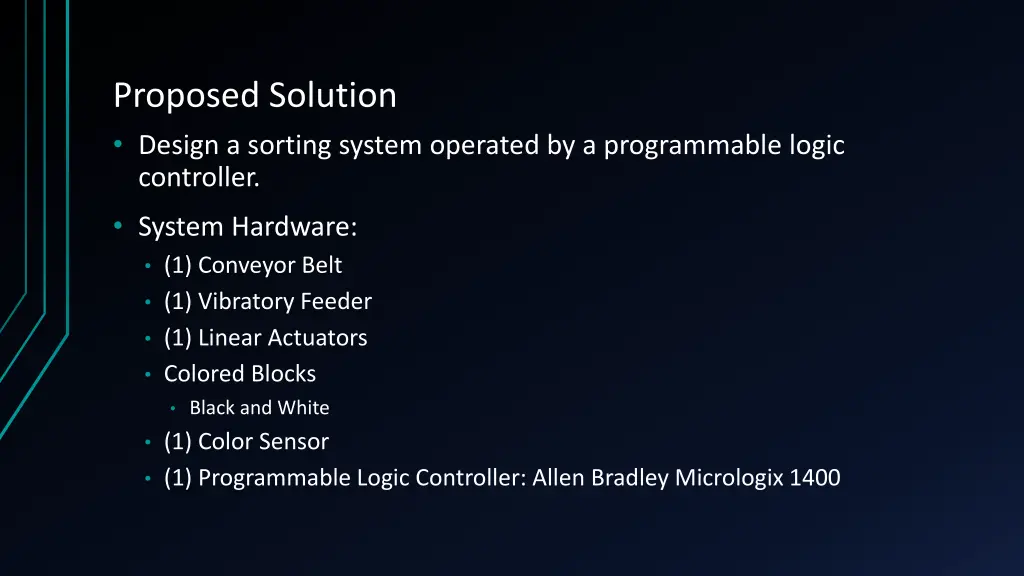 proposed solution design a sorting system