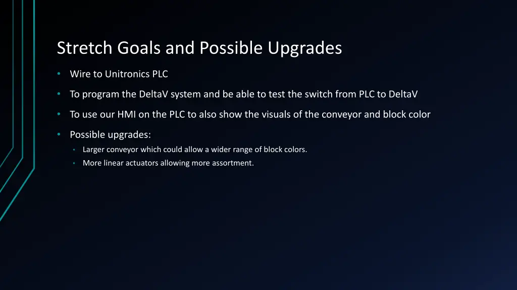 stretch goals and possible upgrades
