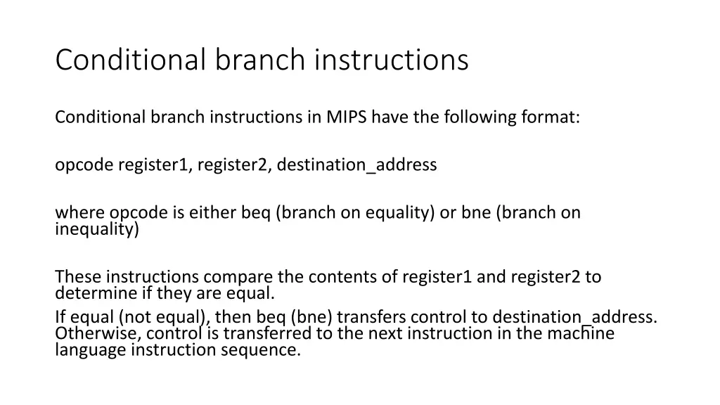 conditional branch instructions