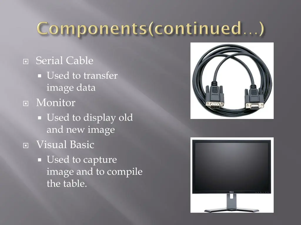 serial cable used to transfer image data monitor