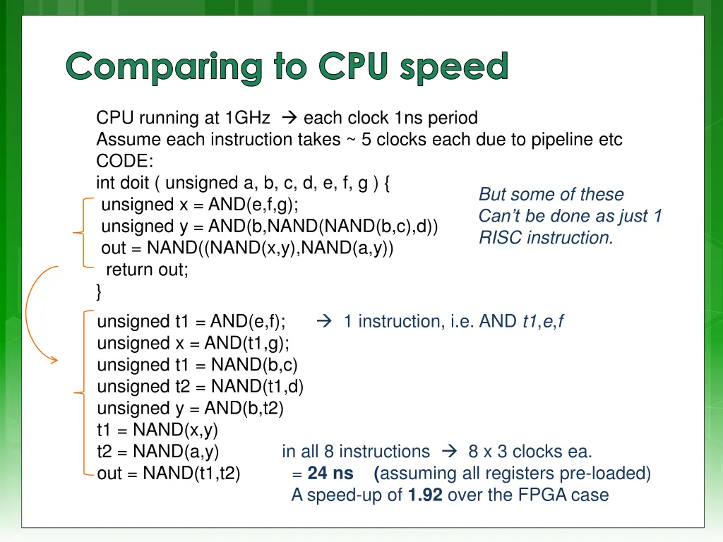 comparing to cpu speed