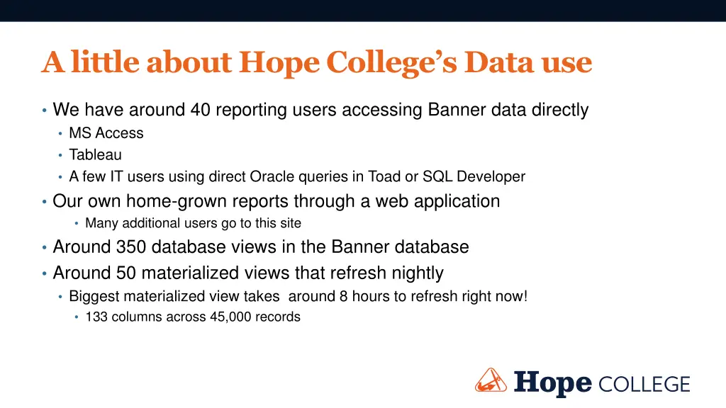 a little about hope college s data use