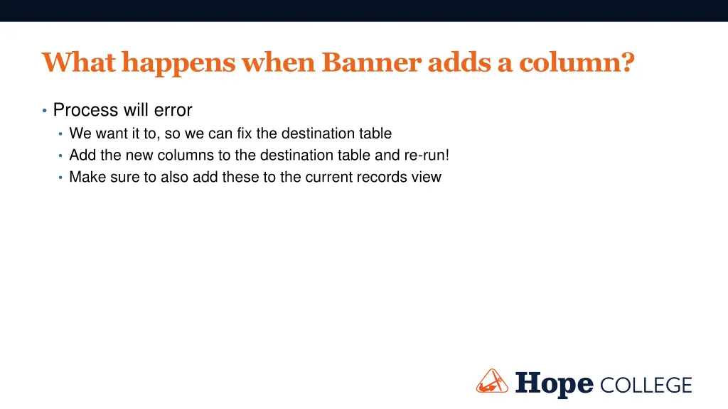 what happens when banner adds a column