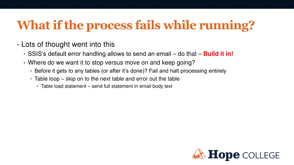 what if the process fails while running