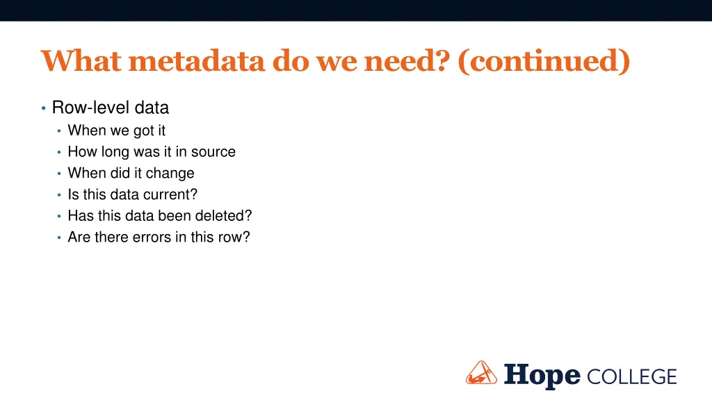 what metadata do we need continued 1