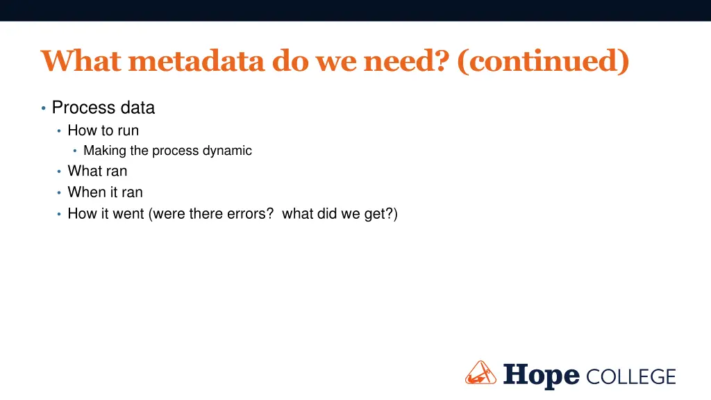 what metadata do we need continued