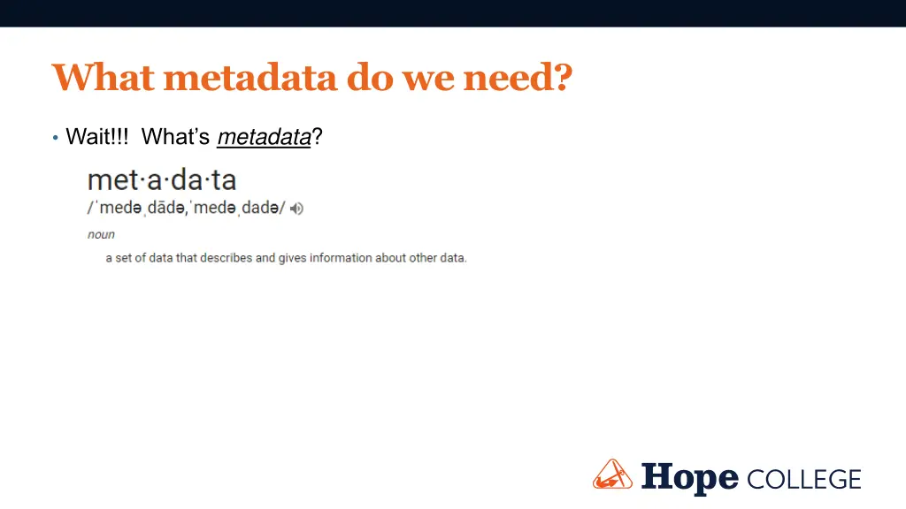 what metadata do we need