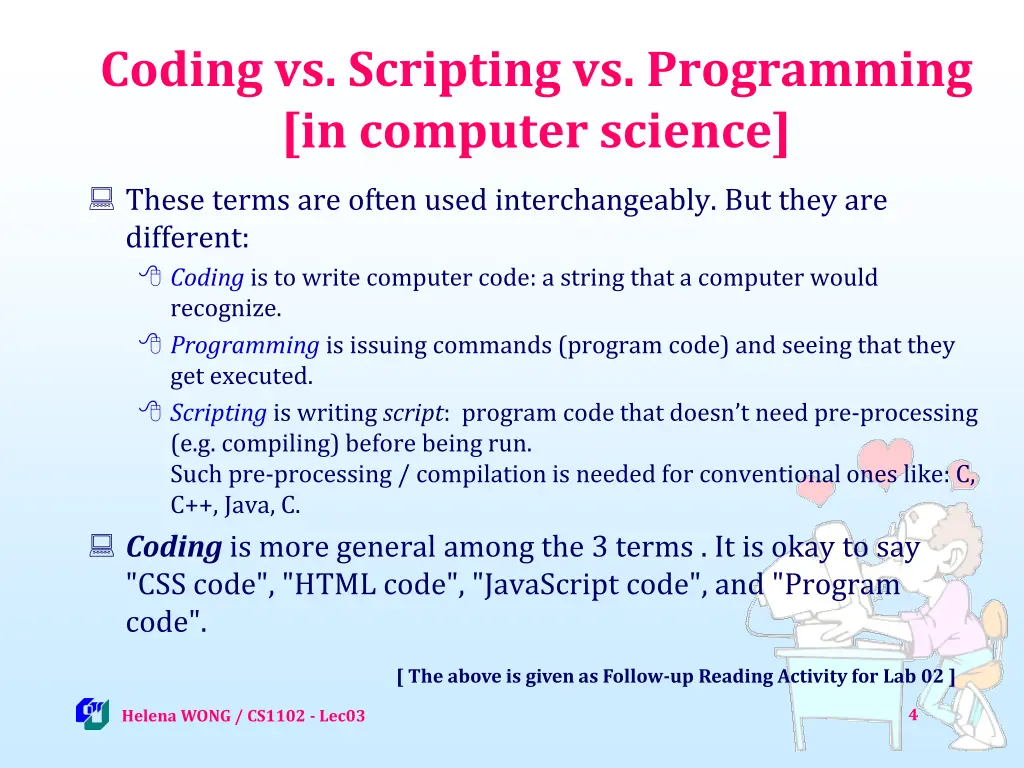 coding vs scripting vs programming in computer