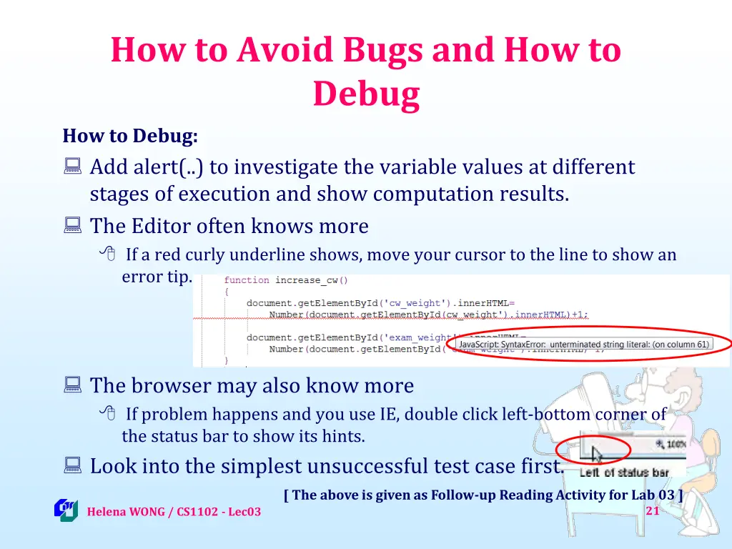 how to avoid bugs and how to debug 1