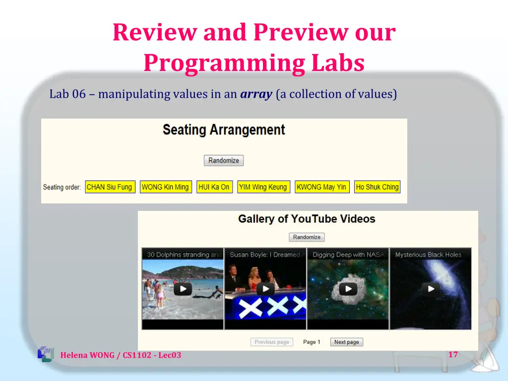 review and preview our programming labs 11