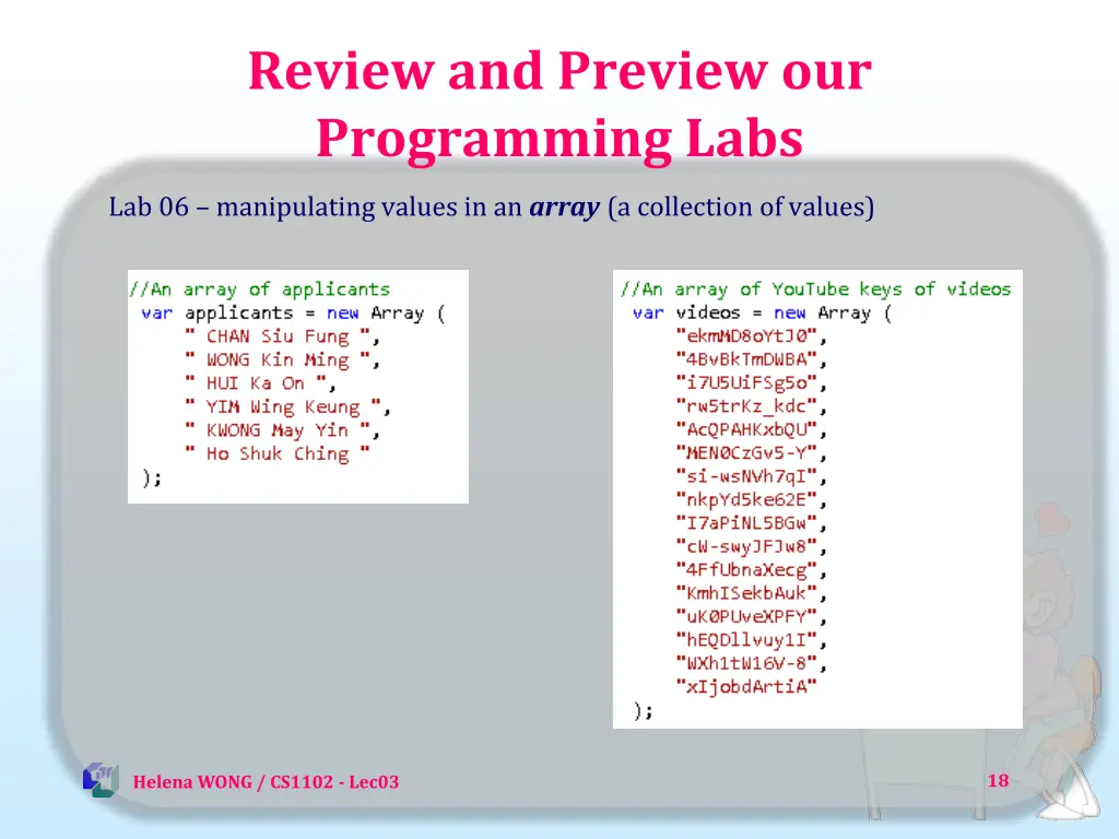 review and preview our programming labs 12