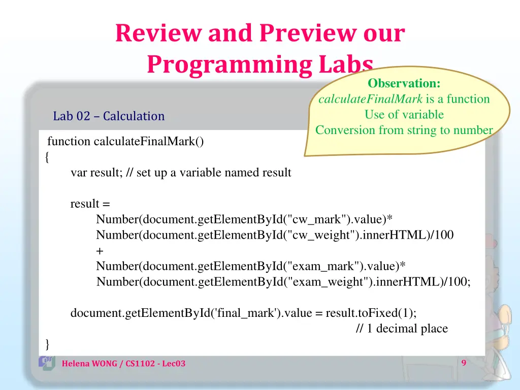 review and preview our programming labs 3