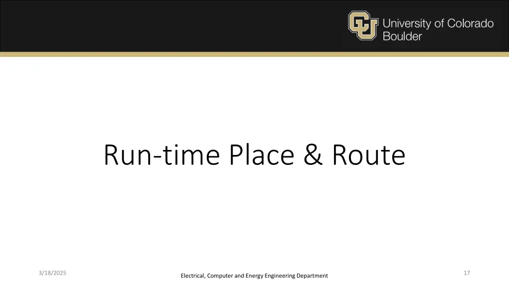 run time place route