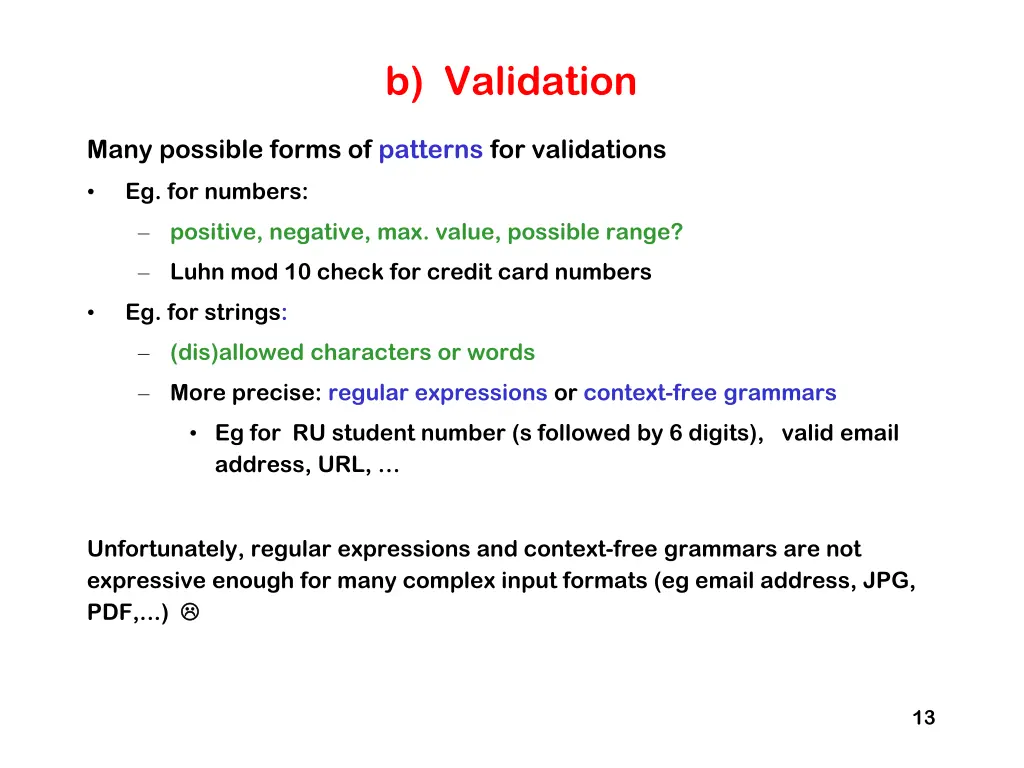 b validation