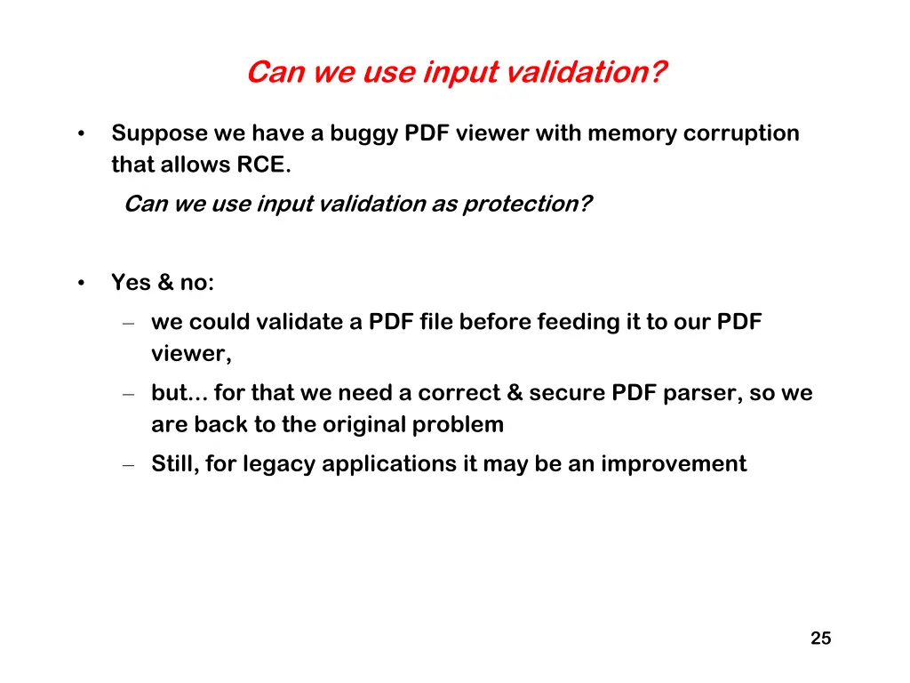 can we use input validation