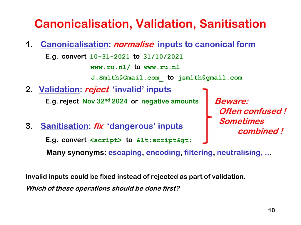 canonicalisation validation sanitisation