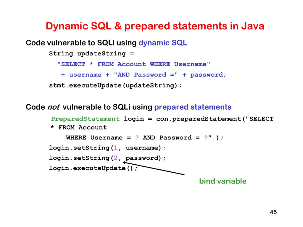 dynamic sql prepared statements in java