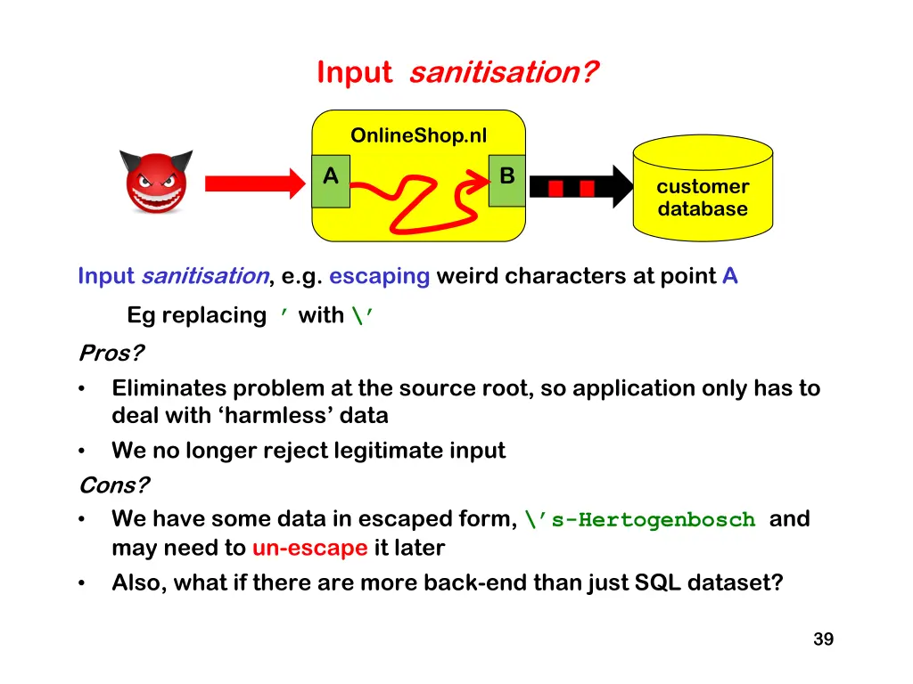 input sanitisation