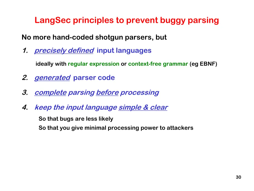 langsec principles to prevent buggy parsing