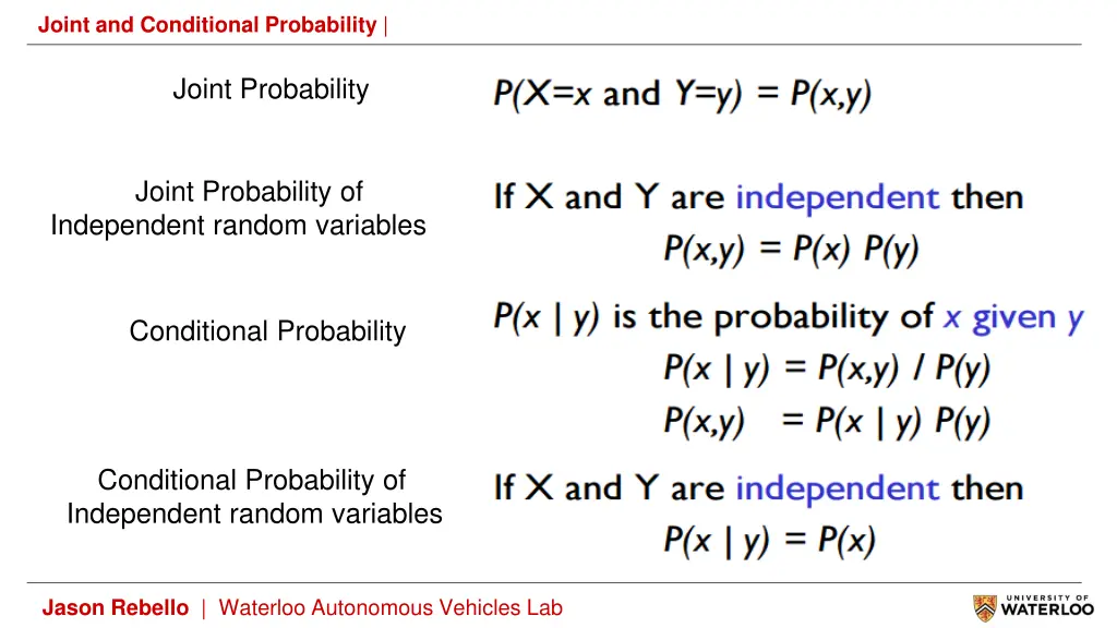 joint and conditional probability