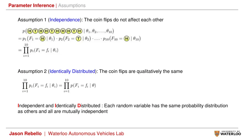 parameter inference assumptions
