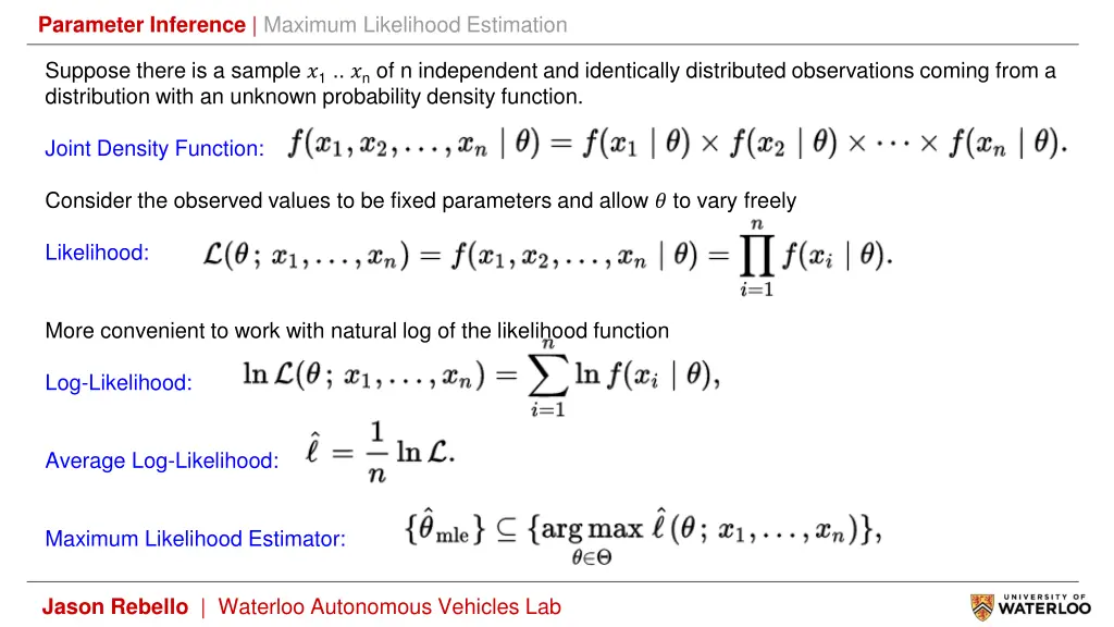 parameter inference maximum likelihood estimation