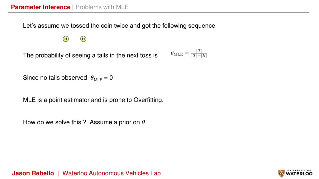 parameter inference problems with mle