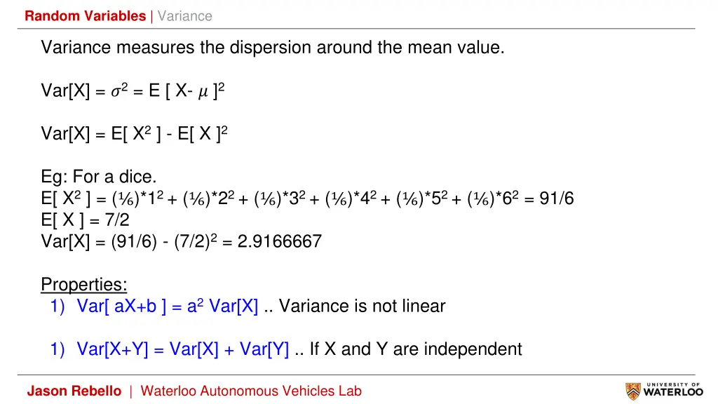 random variables variance