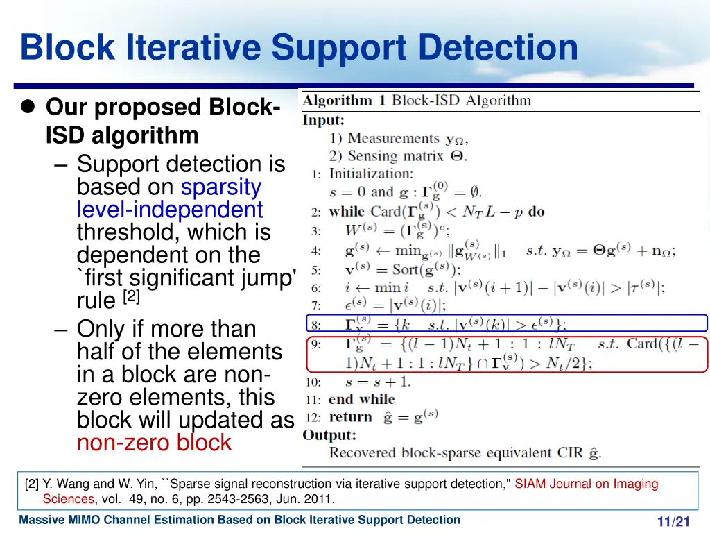 block iterative support detection