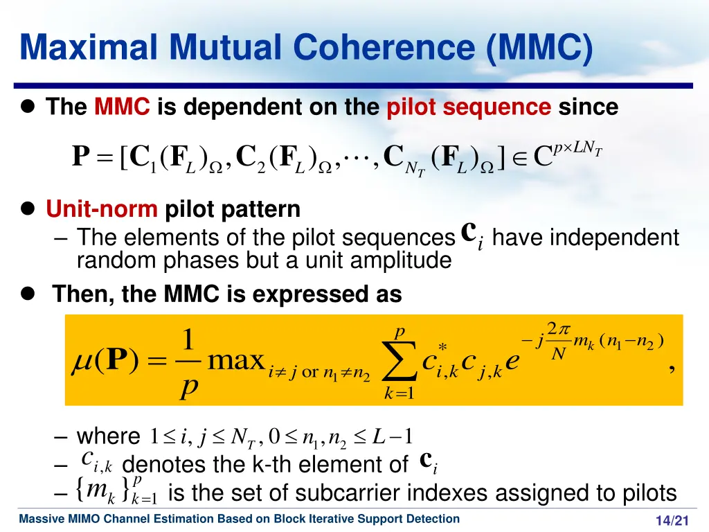 maximal mutual coherence mmc 1