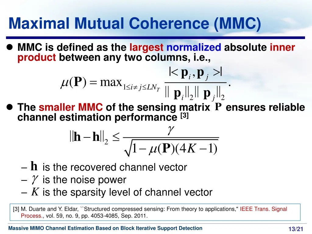 maximal mutual coherence mmc