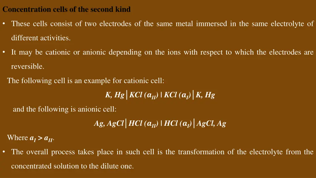 concentration cells of the second kind