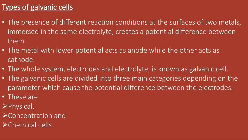 types of galvanic cells types of galvanic cells