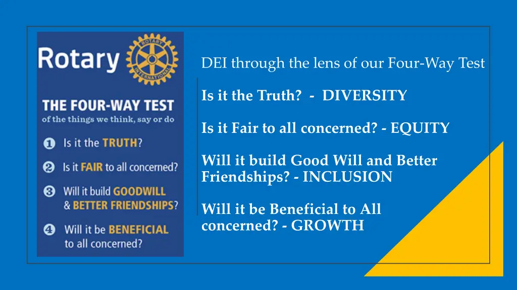dei through the lens of our four way test