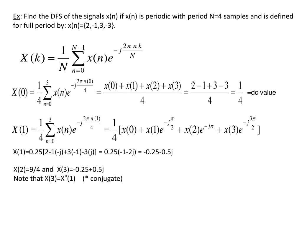 ex find the dfs of the signals