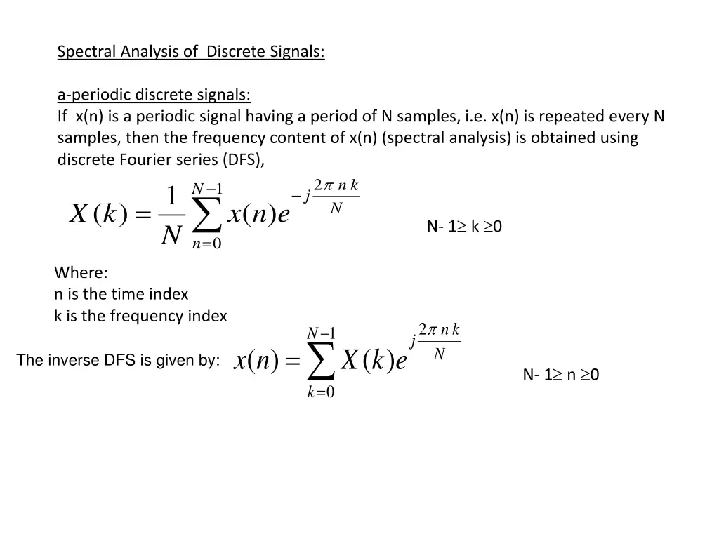 spectral analysis of discrete signals