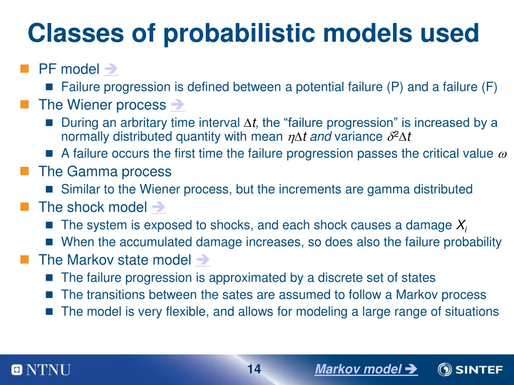 classes of probabilistic models used